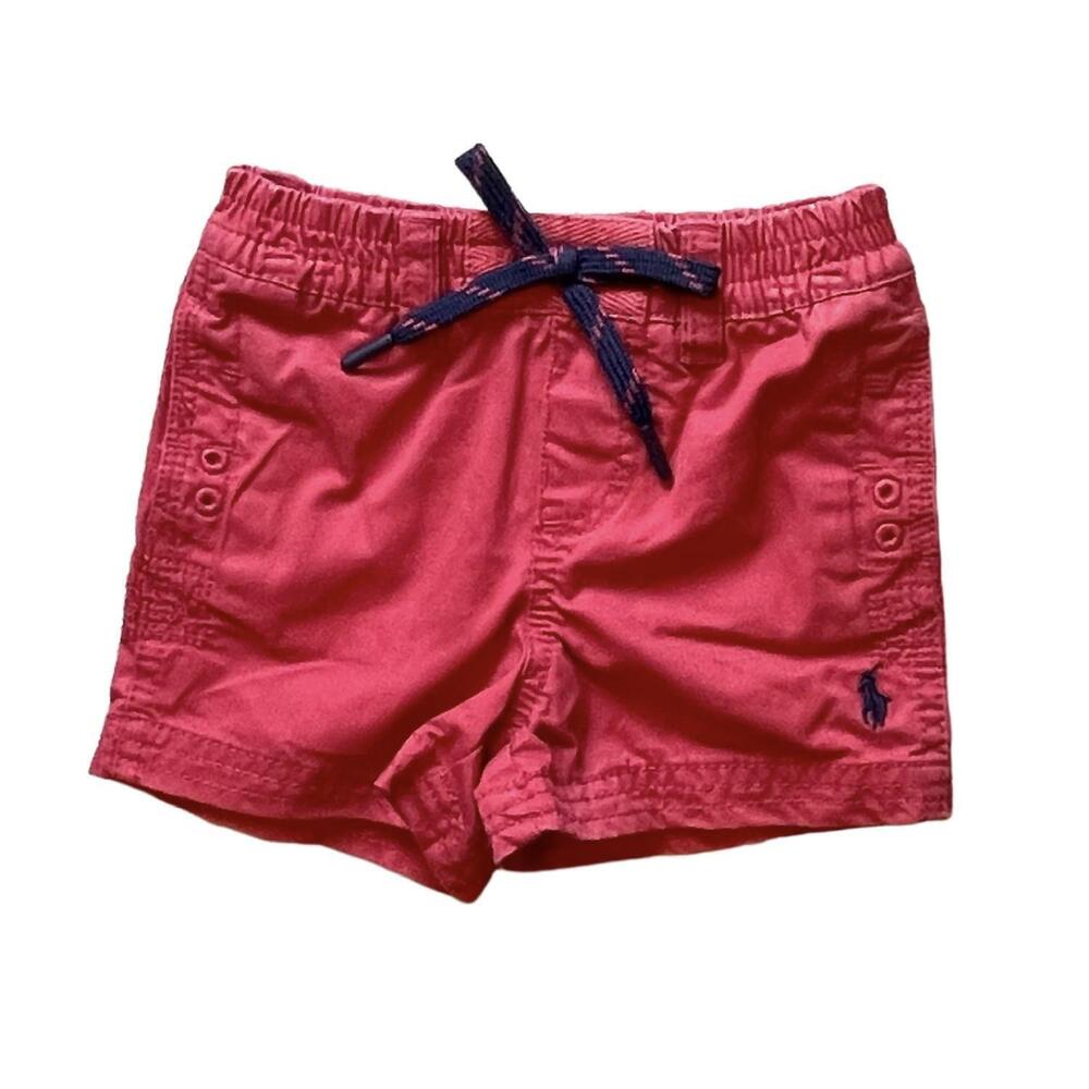 NEW RALPH LAUREN kids' broken twill relaxed shorts in red